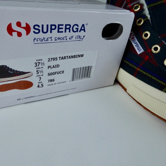 Superga Tartan Plaid Fleece Lined High Top Sneaker - Picture 7 of 8